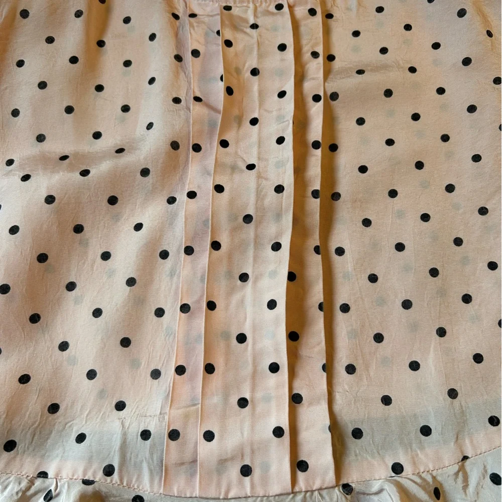 Vintage 80s Jazz Girls Polka Dot Peplum Dress Pink Black Long Sleeve Retro Party